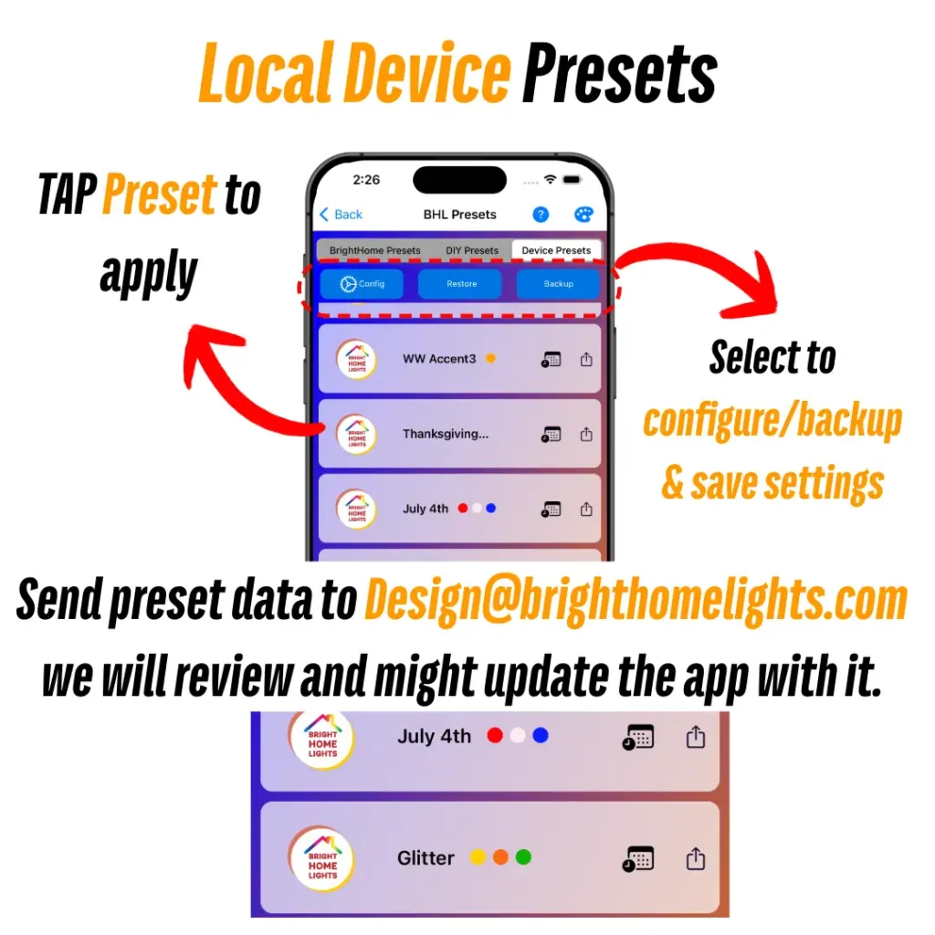 BHL device presets 1