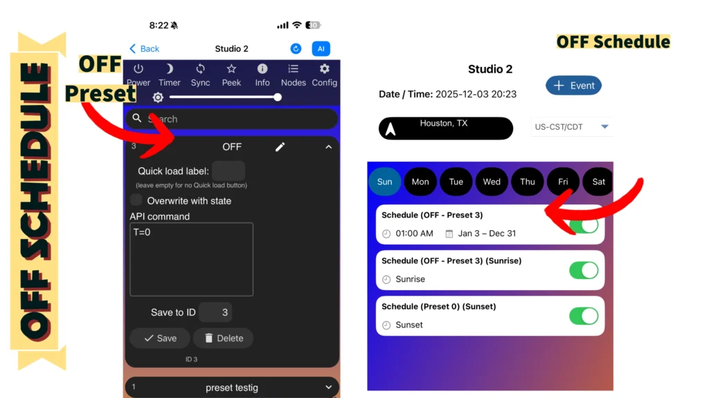 BHL WLED OFF SCHEDULE