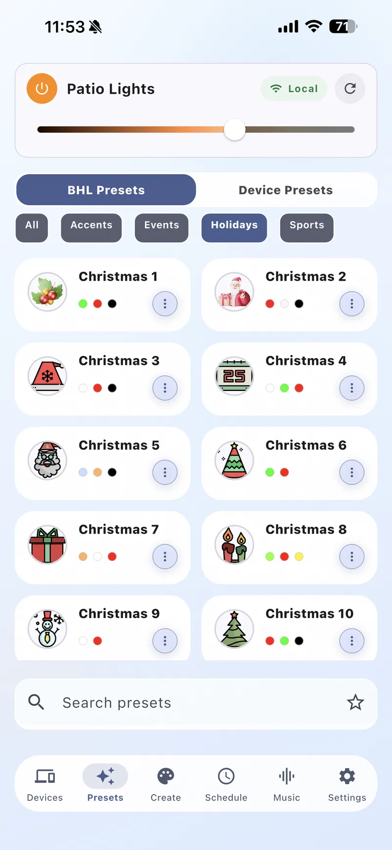Presets Screen