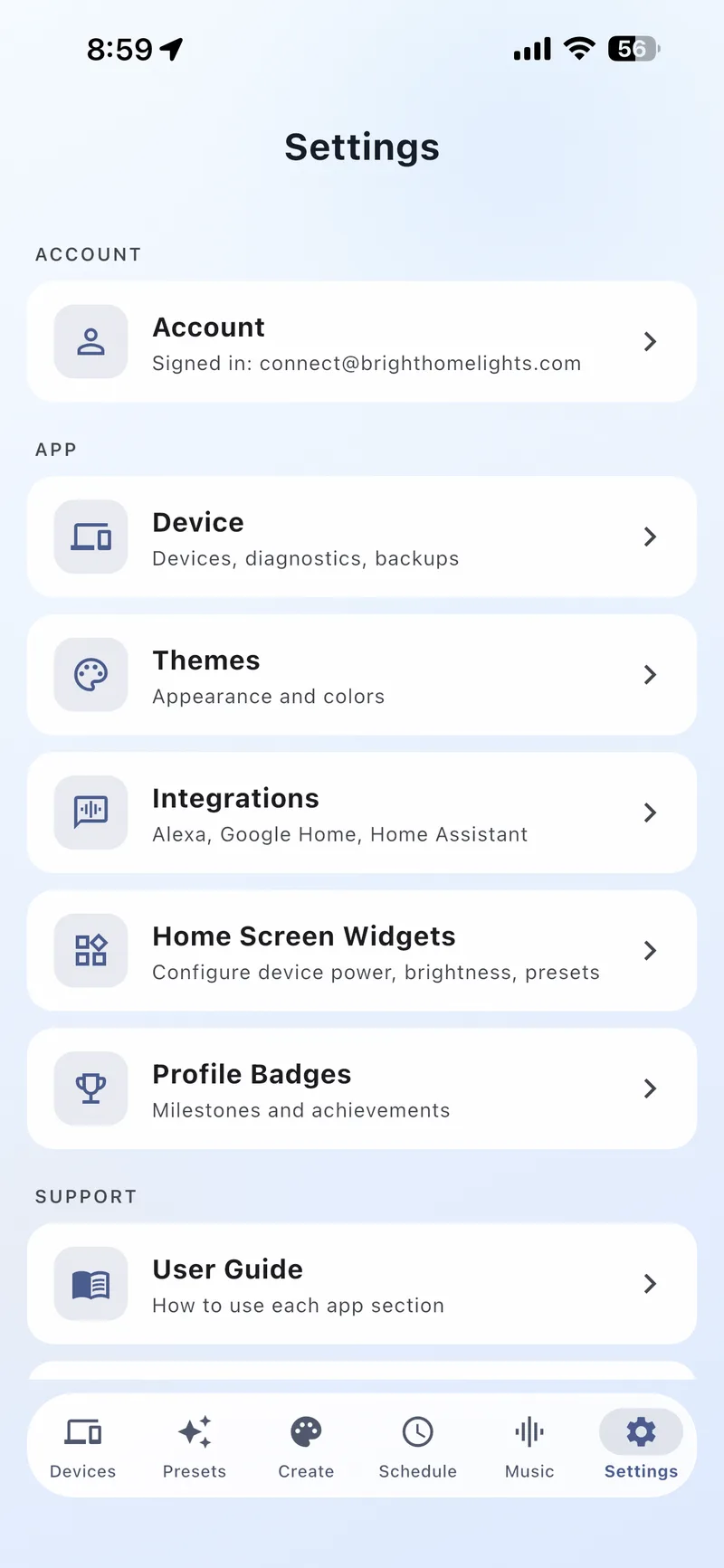 Settings Menu