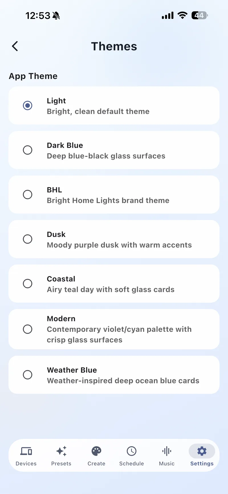 Themes Selection