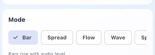 Visualization mode buttons