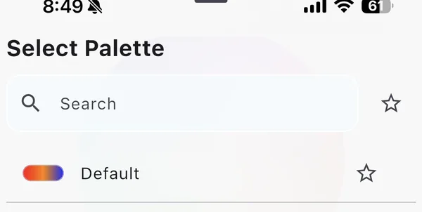 Palette selector list