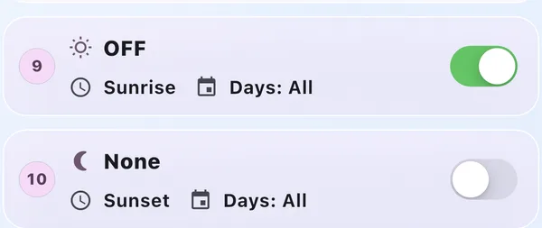 Sunrise schedule entry