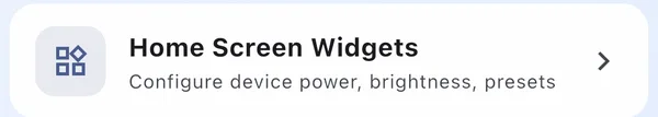 Widgets settings row